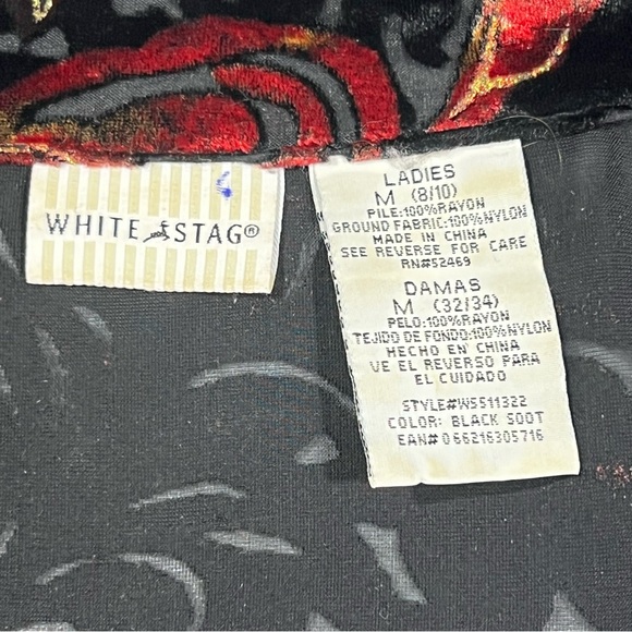 VTG Y2K White Stag Black Burnout Button-Down Shirt with Colorful Velour Patterns - Picture 4 of 9